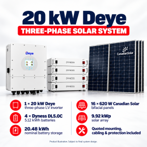 20 kW Deye Three-Phase Solar System – 20.48 kWh Dyness Storage