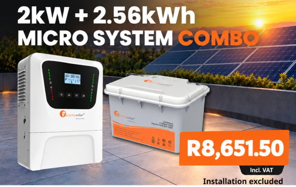 2kW + 2.56kWh Micro System Combo – 2kW Inverter & 2.56kWh Lithium Battery