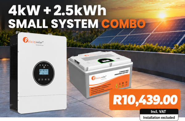 4kW + 2.5kWh Small System Combo – 4kW 24V Inverter & 2.56kWh Lithium Battery