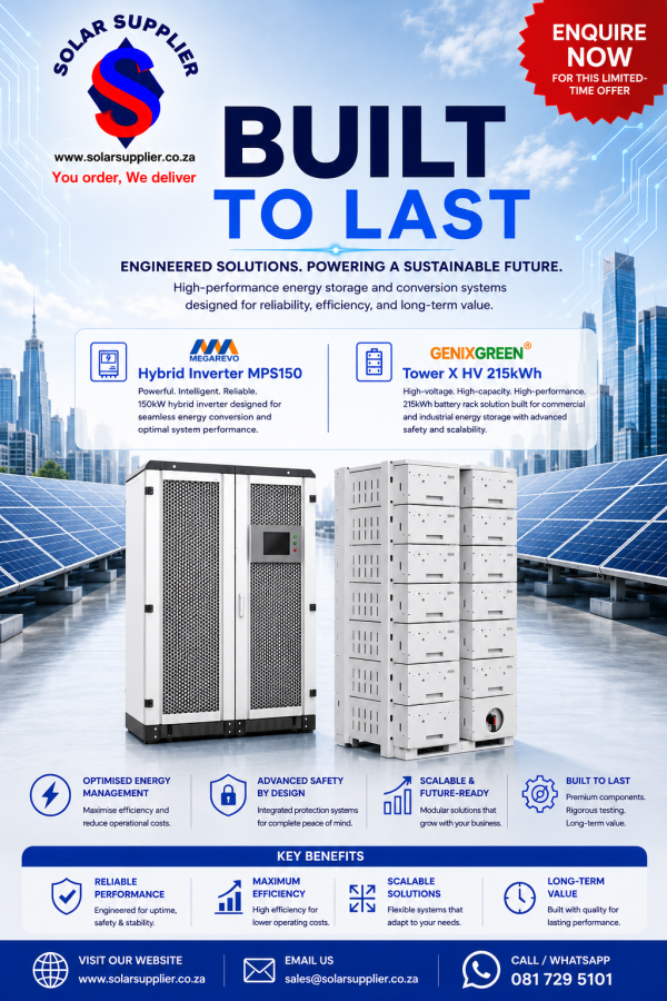 150kW Megarevo Hybrid Commercial System with 215kWh GenixGreen HV Battery