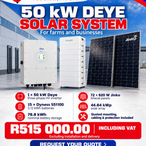 50 kW Deye Three-Phase Solar System – 76.8 kWh Dyness Storage